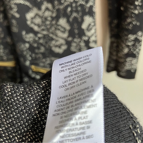 Michael Kors Paisley Sweater Dress Size S Black Metallic Long Sleeve Knit Winter - Picture 8 of 9